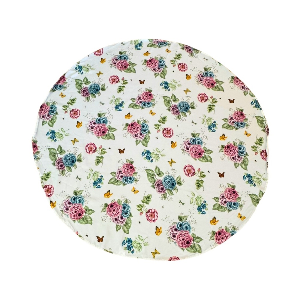 Like New Lenox Butterfly Meadow Hydrangea 70" Round Tablecloth